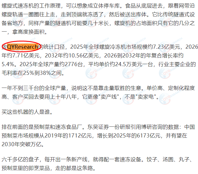 On September 2, Qingdao Senhao Intelligent Technology Co., Ltd. cited a market report on screw chillers published by QYResearch.